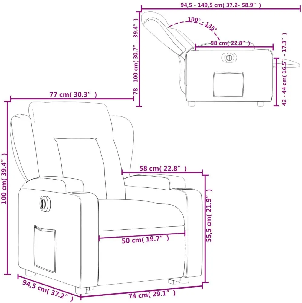 Кресло-реклайнер с подъемником VidaXL 3204507 (Dark Grey)