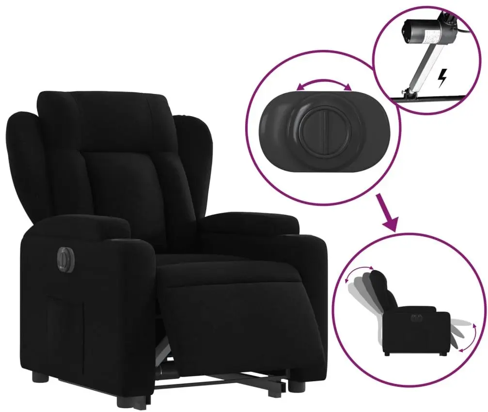 Кресло-реклайнер с подъемником VidaXL 3204508 (Black)