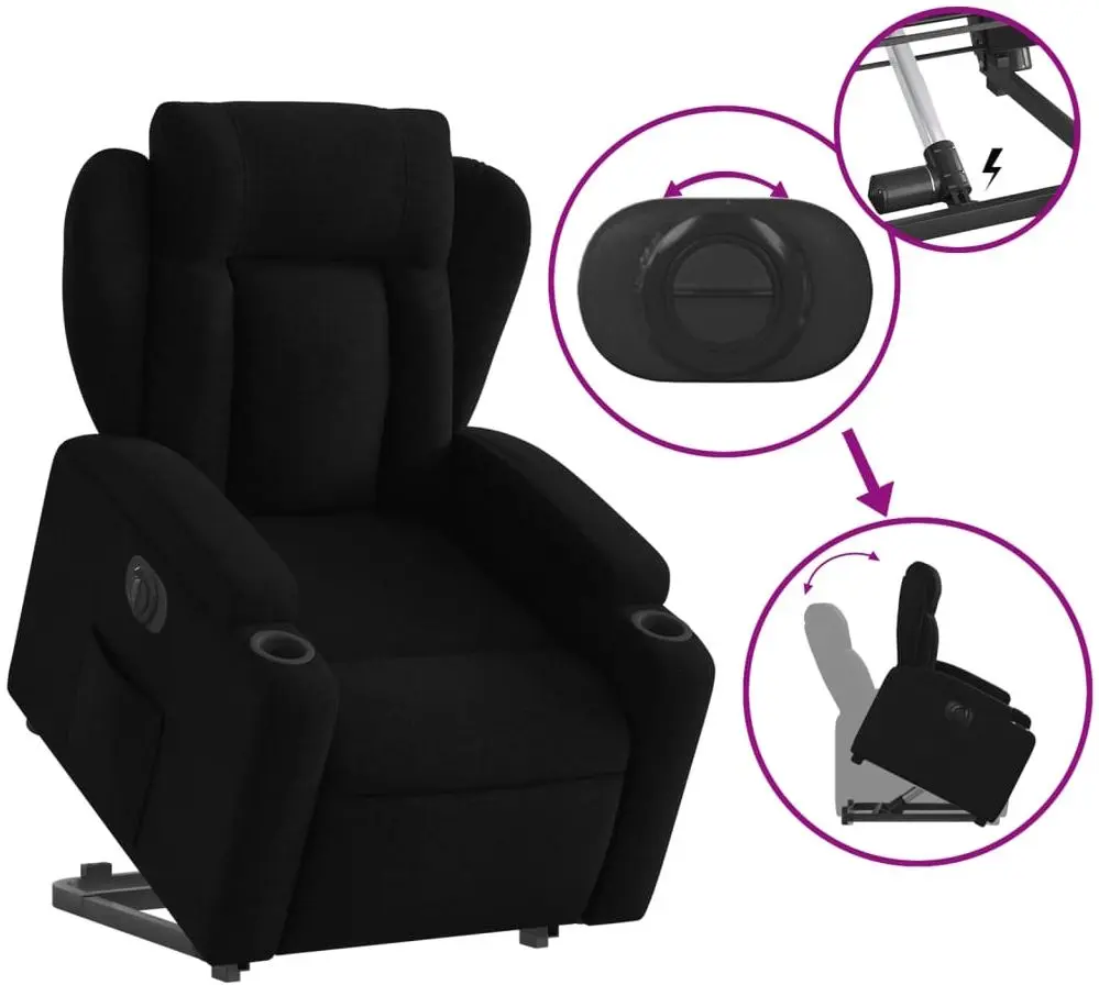 Кресло-реклайнер с подъемником VidaXL 3204508 (Black)