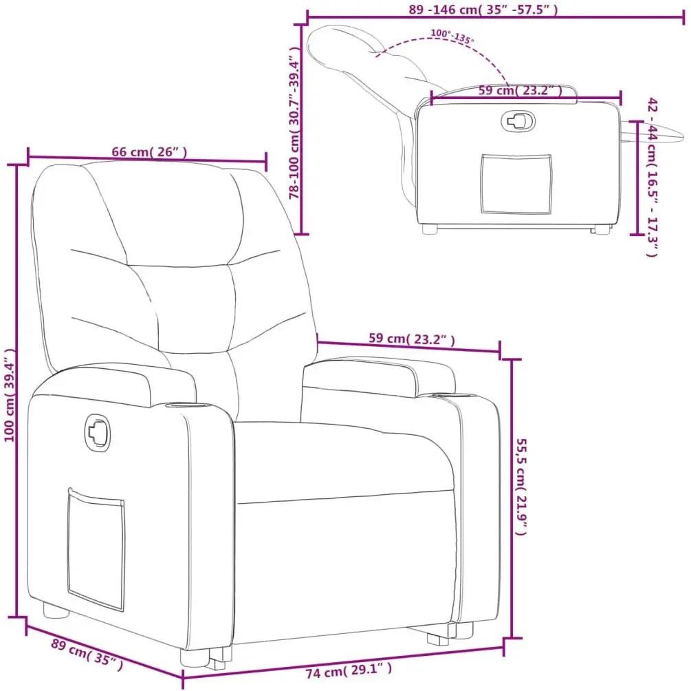 Fotoliu-recliner cu ridicare VidaXL 3204596 (Light Grey) - 11