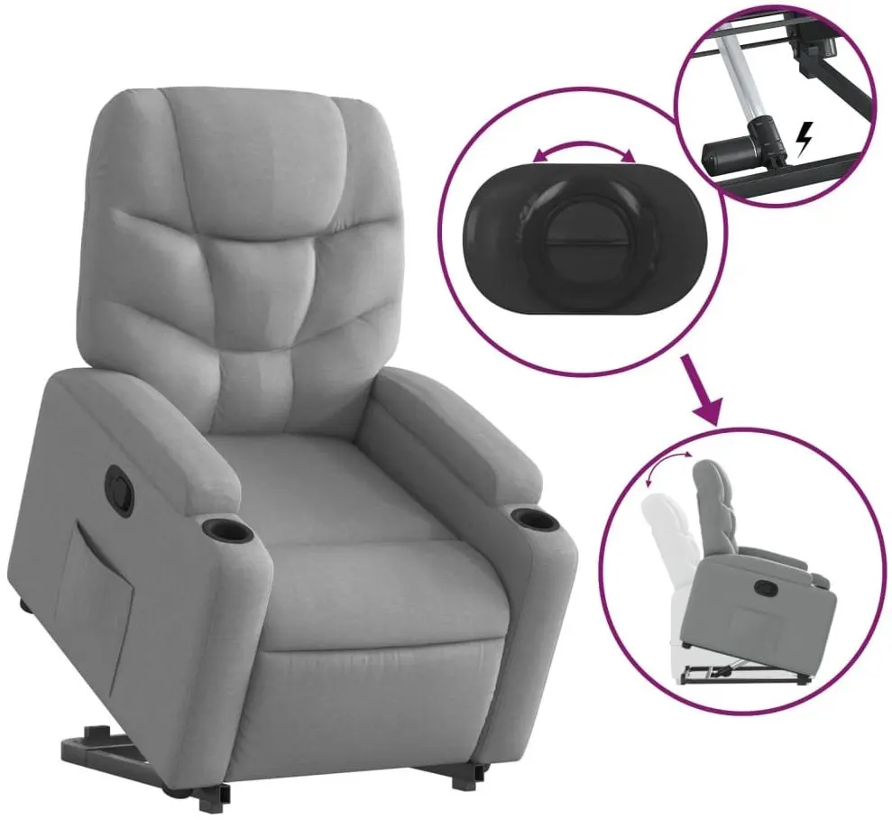 Fotoliu-recliner cu ridicare VidaXL 3204596 (Light Grey) - 8