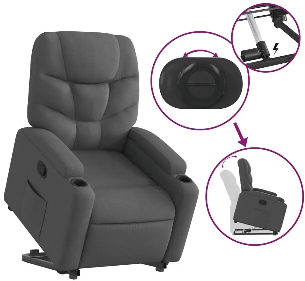 Кресло-реклайнер с подъемником VidaXL 3204597 (Dark Grey)