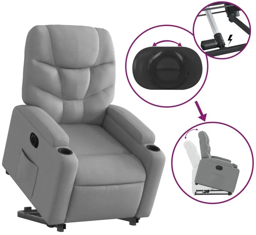 Fotoliu-recliner cu ridicare VidaXL 3204620 (Light Grey) - 5