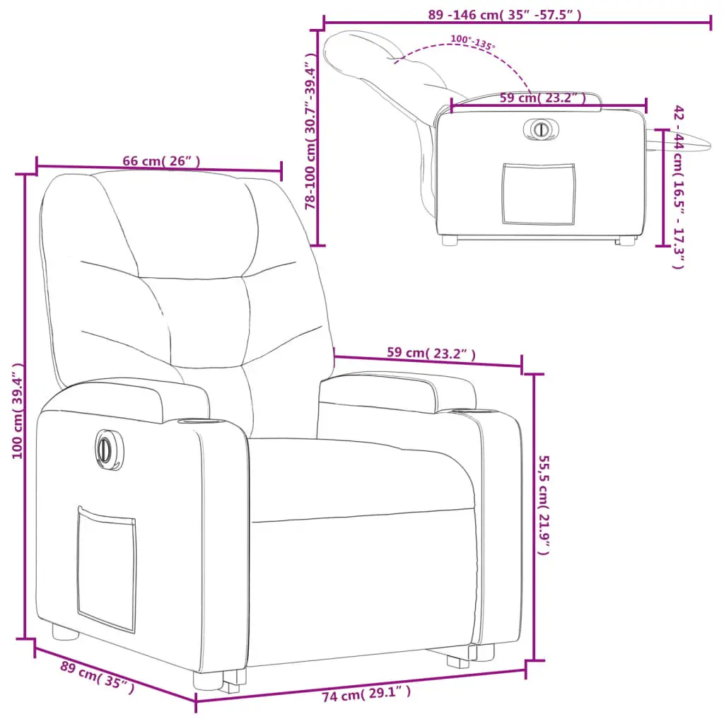 Fotoliu-recliner cu ridicare VidaXL 3204620 (Light Grey) - 10