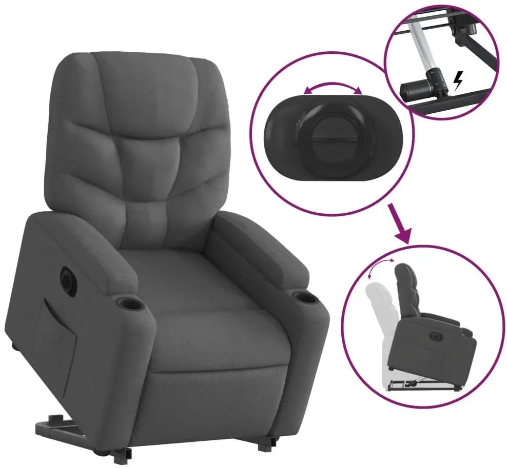 Кресло-реклайнер с подъемником VidaXL 3204621 (Dark Grey)