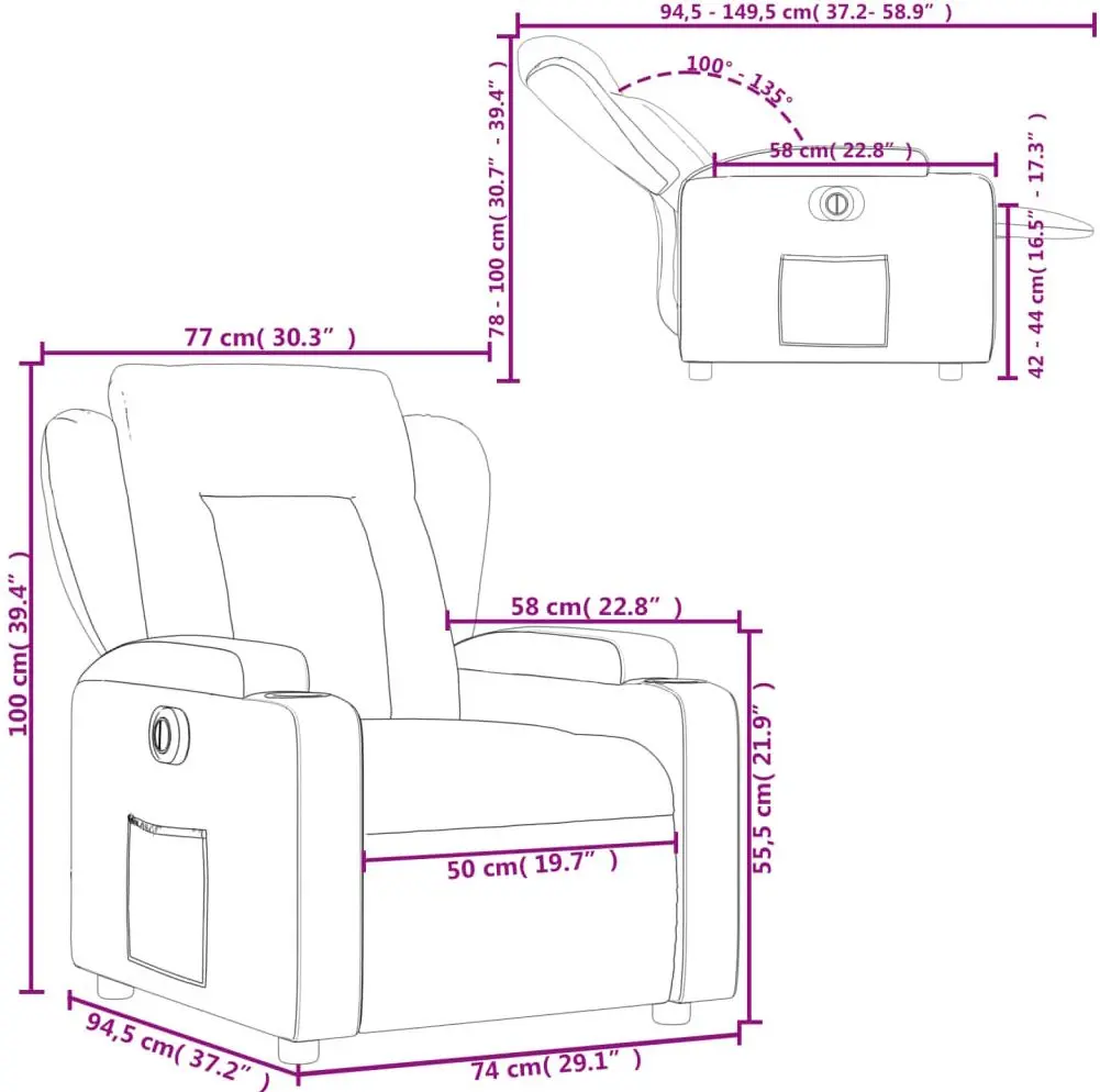 Fotoliu-recliner VidaXL 3204459 (Dark Grey)