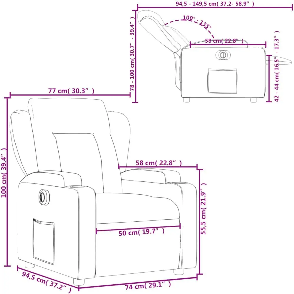 Fotoliu-recliner VidaXL 3204460 (Black)