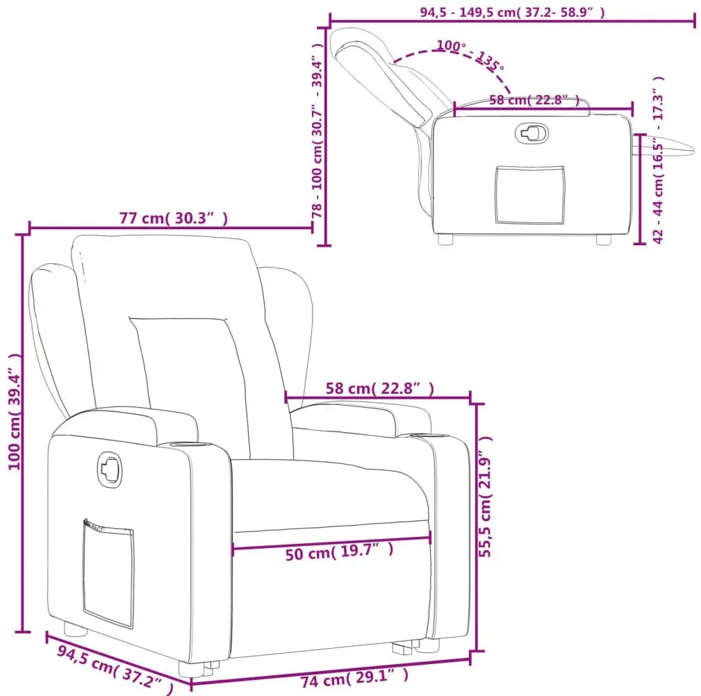 Fotoliu-recliner VidaXL 3204483 (Dark Grey)