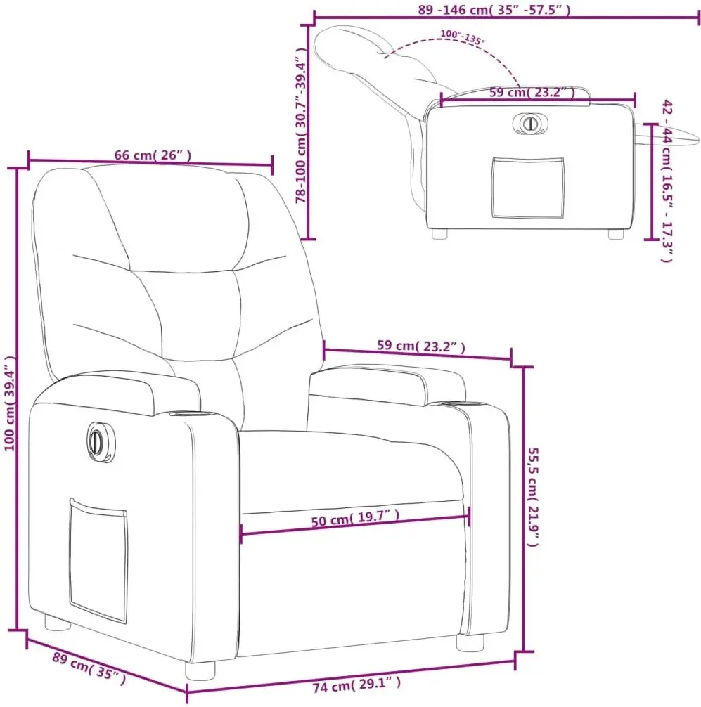 Fotoliu-recliner VidaXL 3204573 (Dark Grey)