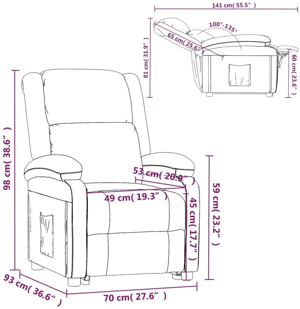 Fotoliu-recliner VidaXL 340182 (Dark Grey)