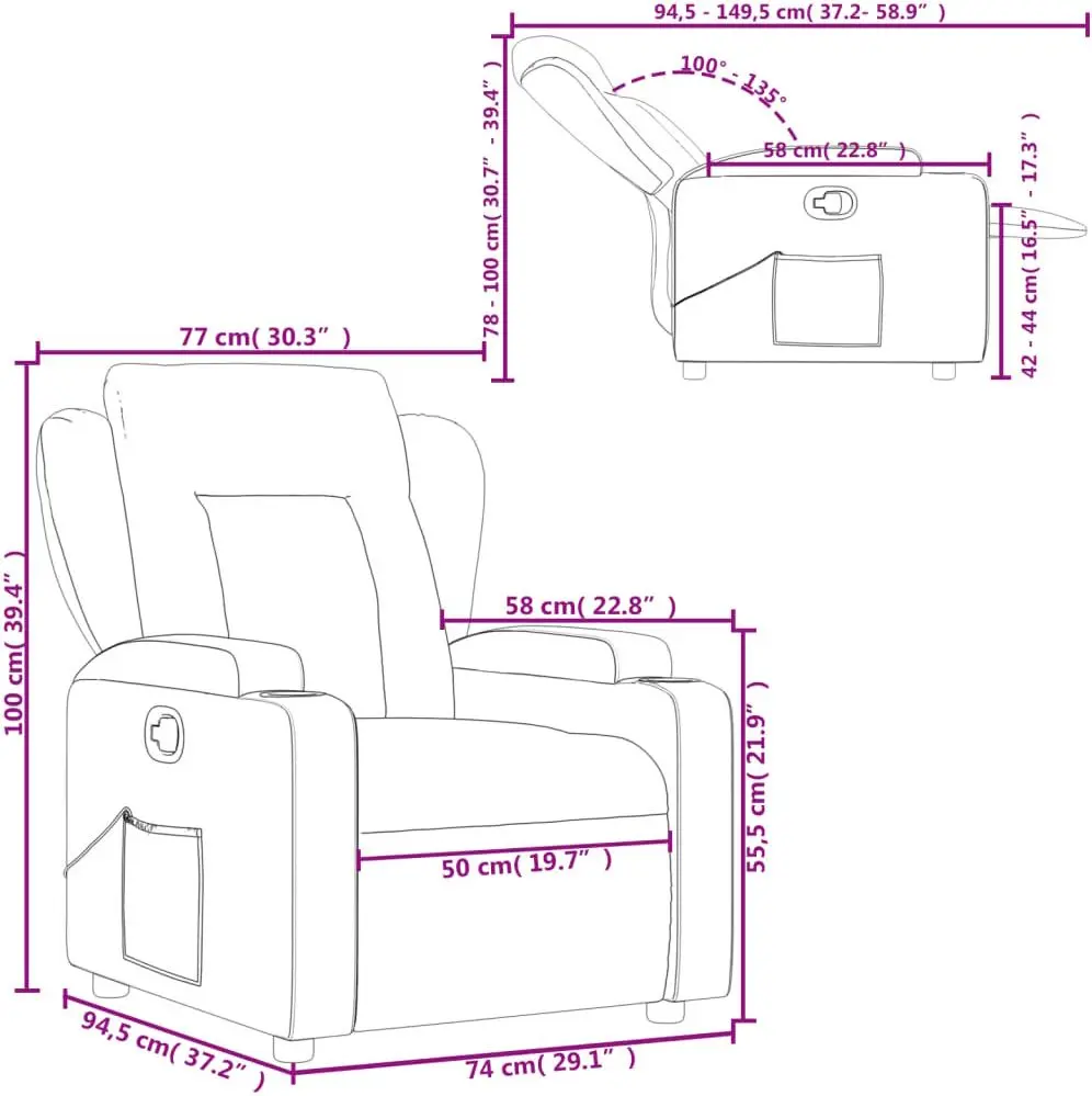 Fotoliu-recliner VidaXL 372404 (Dark Grey)
