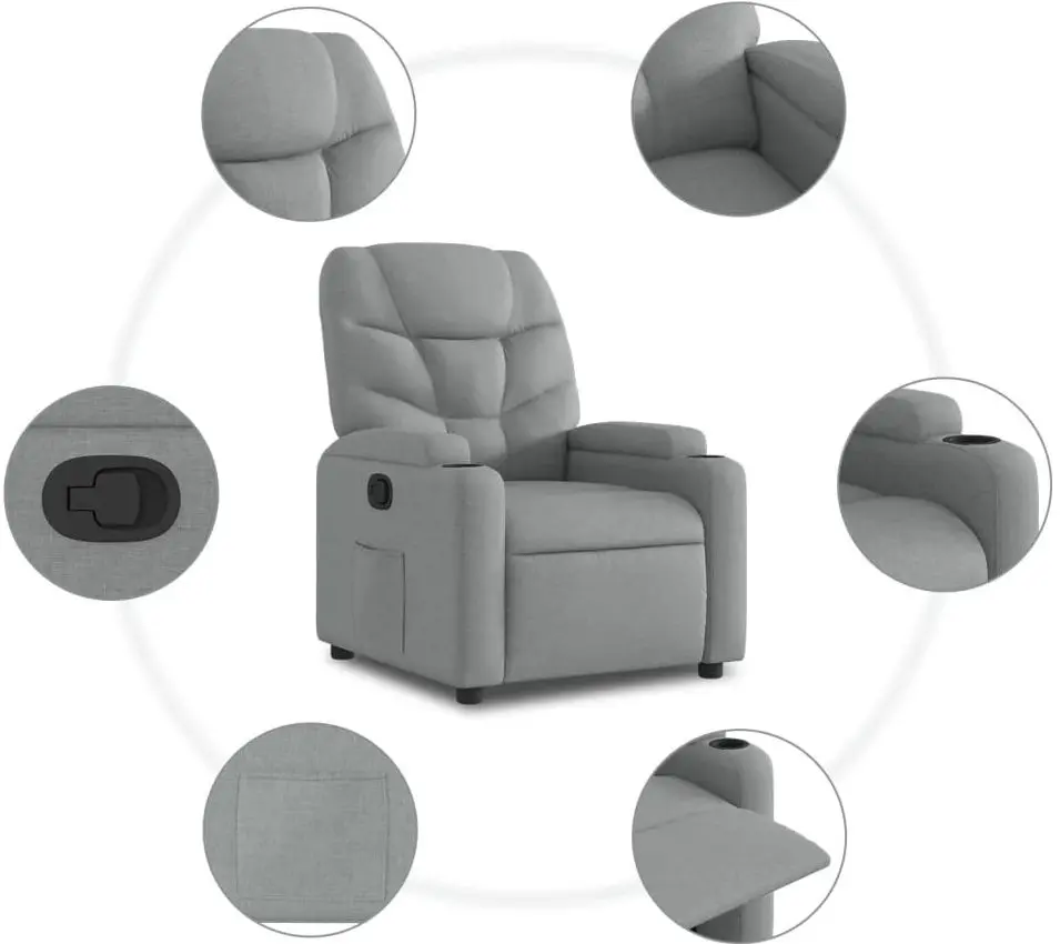 Fotoliu-recliner VidaXL 372441 (Light Grey) - 7