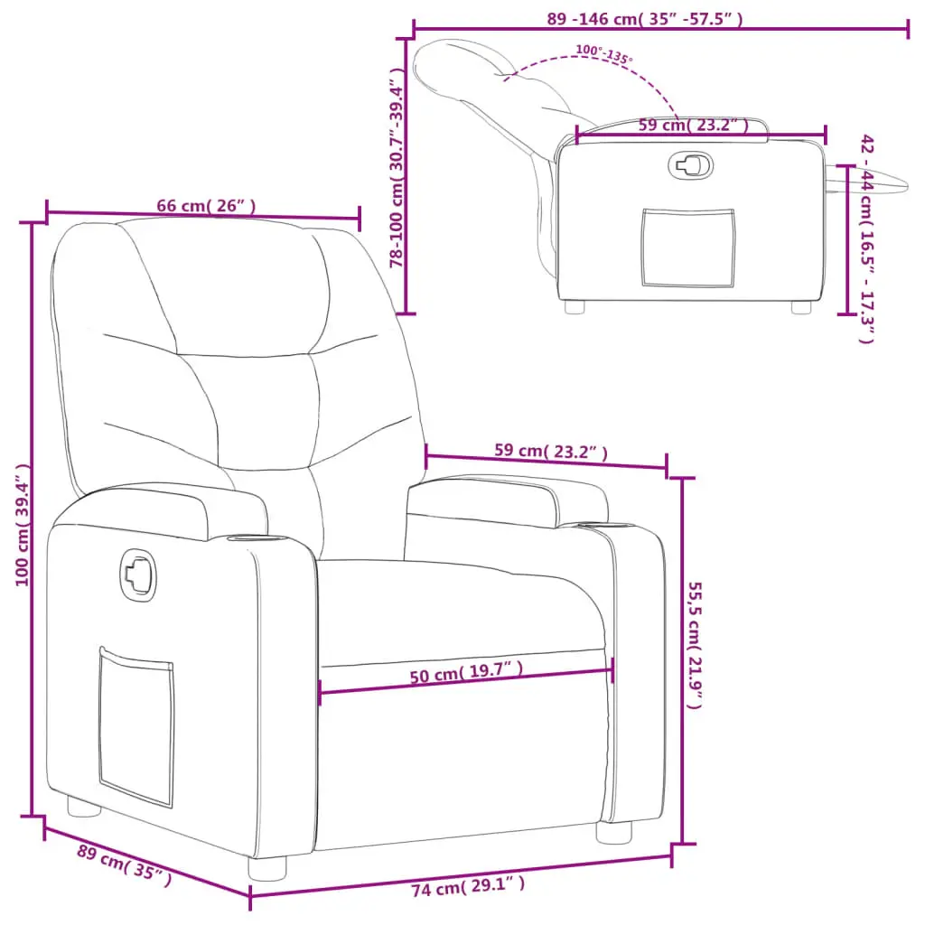 Fotoliu-recliner VidaXL 372442 (Dark Grey)