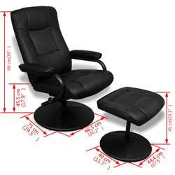 Fotoliu cu suport pentru picioare VidaXL 241535 (Black) Thumb