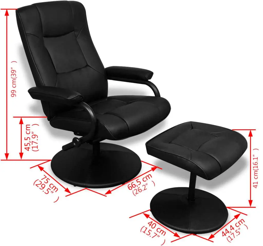 Fotoliu cu suport pentru picioare VidaXL 241535 (Black)