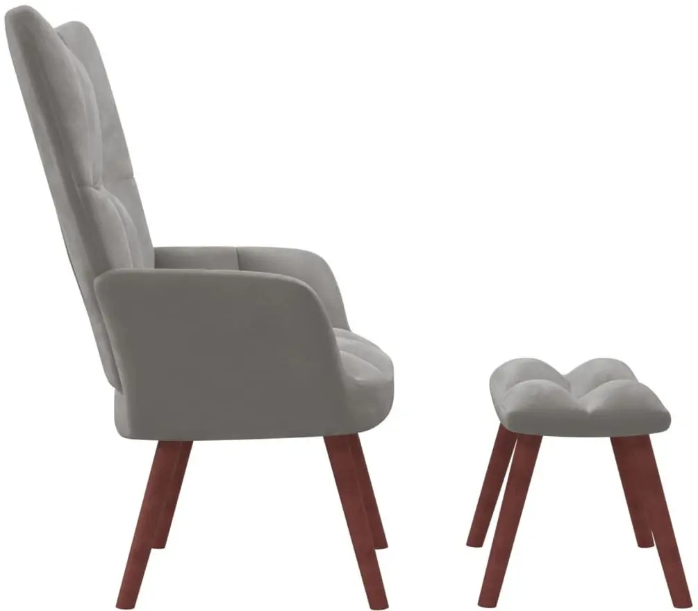 Кресло с подставкой для ног VidaXL 328062 (Light Grey)