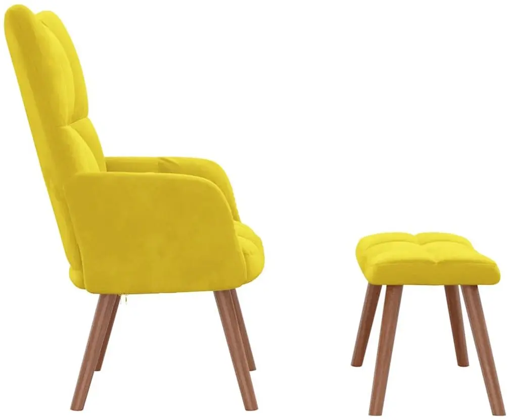 Fotoliu cu suport pentru picioare VidaXL 328069 (Yellow)