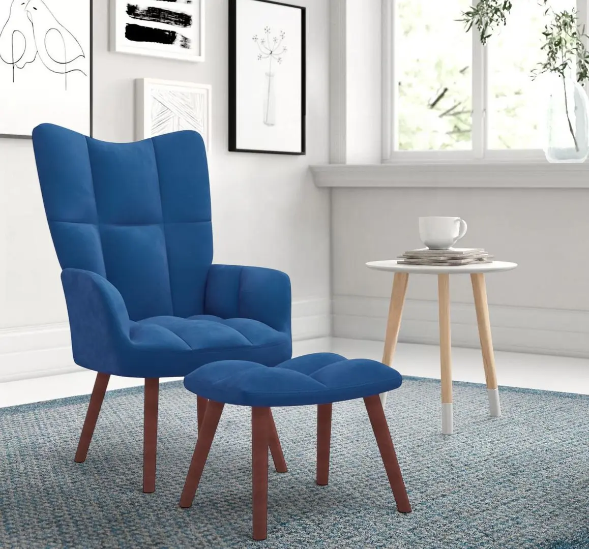 Кресло с подставкой для ног VidaXL 328072 (Blue)