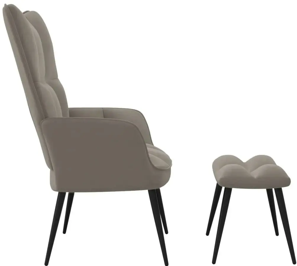 Кресло с подставкой для ног VidaXL 328084 (Light Grey)