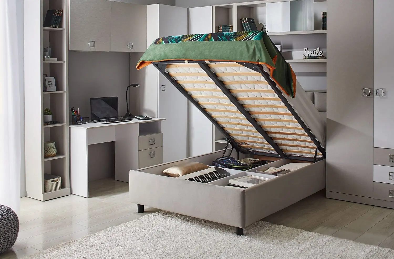 Pat cu saltea Ambianta Amigo Gri + Saltconfort Classic Ortopedic 90х200/20