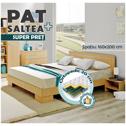 Pat cu saltea Ambianta Bravo Cremona + Saltconfort Classic Ortopedic 160х200/20