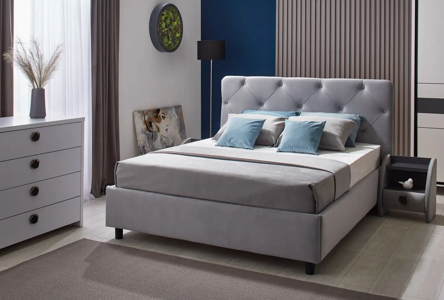 Кровать с матрасом Ambianta Cristal Gri + Saltconfort Classic Ortopedic 160х200/20