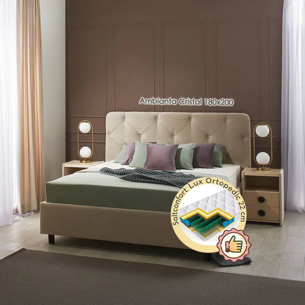Pat cu saltea Ambianta Cristal + Lux Ortopedic 180х200 (Beige)