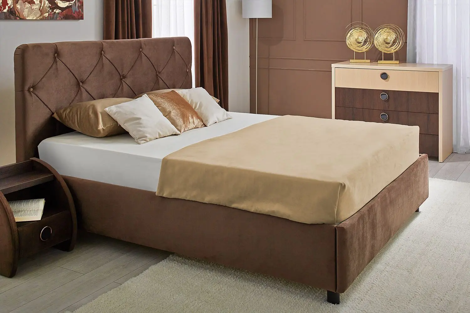 Pat cu saltea Ambianta Cristal + Lux Ortopedic 180х200 (Brown) - 2