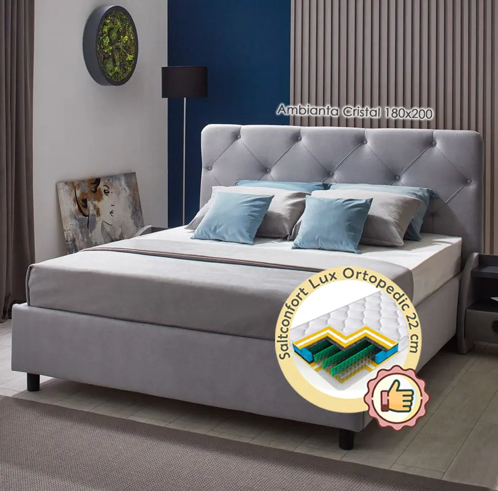 Кровать с матрасом Ambianta Cristal + Lux Ortopedic 180х200 (Grey)