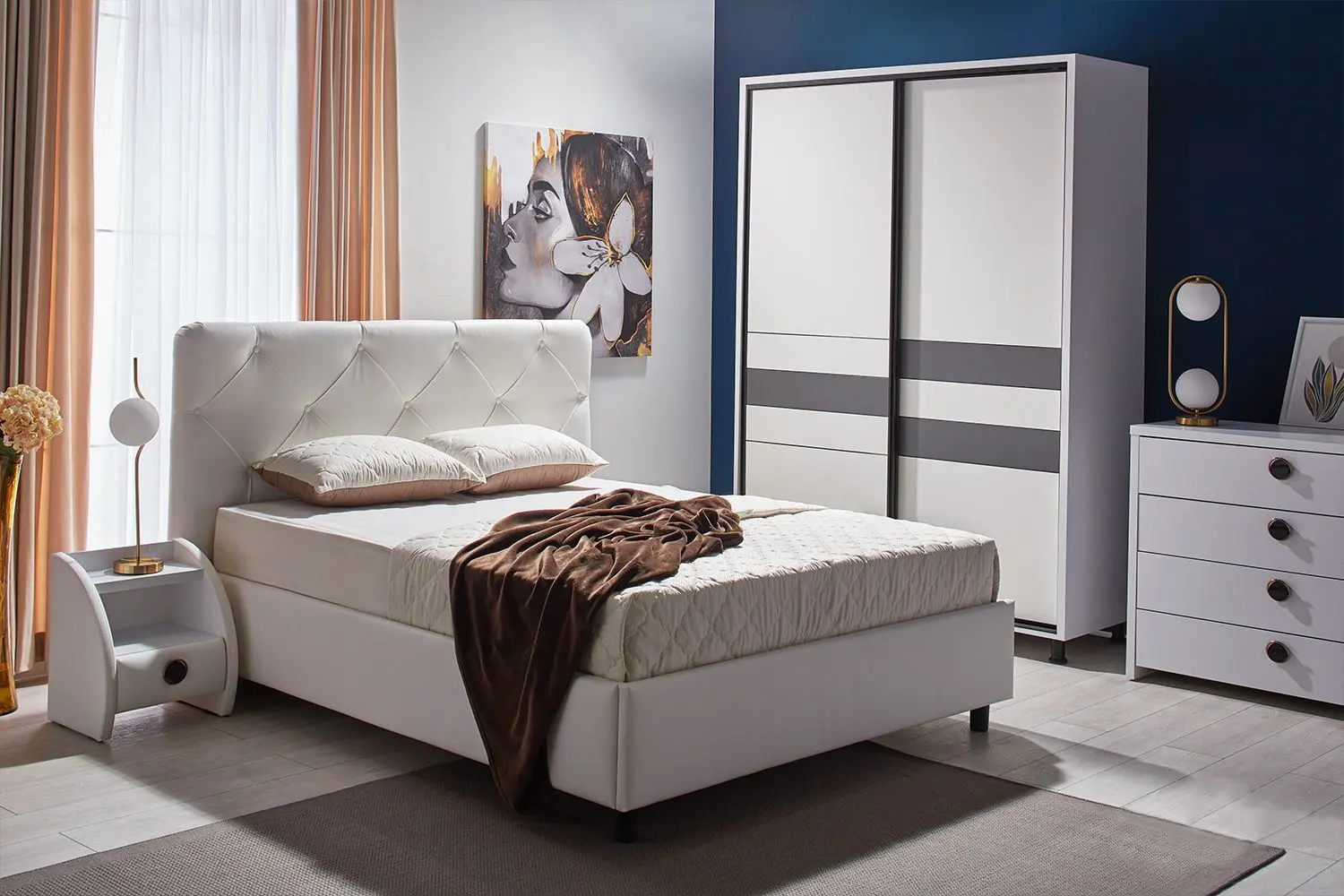 Pat cu saltea Ambianta Cristal + Lux Ortopedic 180х200 (White) - 2