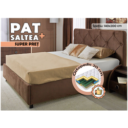 Pat cu saltea Ambianta Cristal Maro + Saltconfort Classic Ortopedic 140х200/20