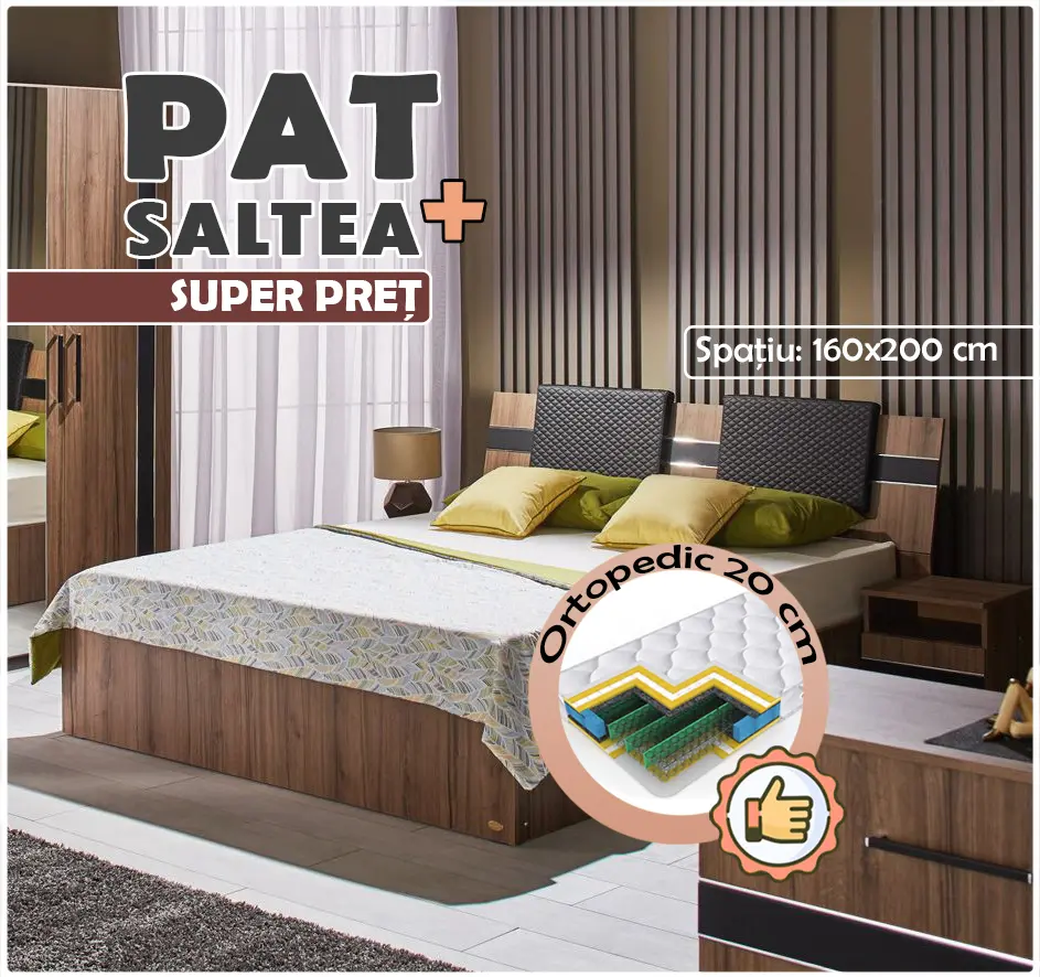 Кровать с матрасом Ambianta Fenix Nuc + Saltconfort Classic Ortopedic 160х200/20