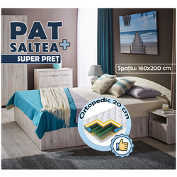 Pat cu saltea Ambianta Inter Samoa Alb + Saltconfort Classic Ortopedic 160х200/20