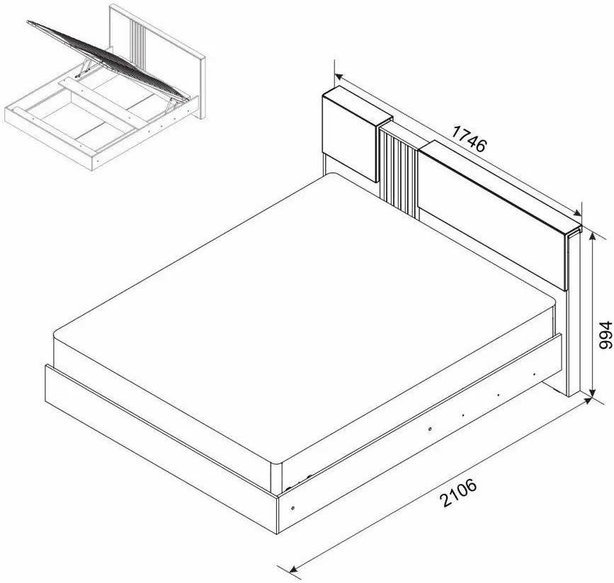 Pat cu saltea Ambianta Malta baza lamele Nuc/Fungo + Saltconfort Classic Ortopedic 160х200/20