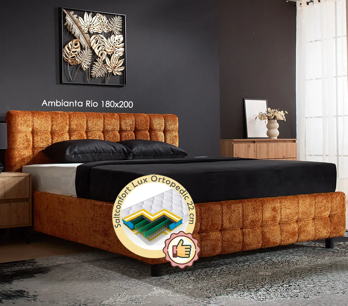Pat cu saltea Ambianta Rio + Lux Ortopedic 180х200 (Brick)