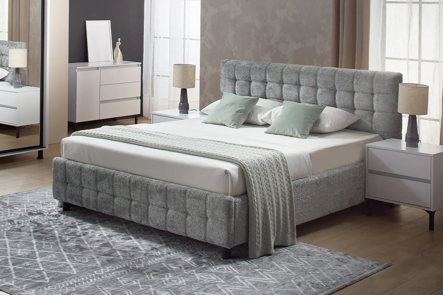 Pat cu saltea Ambianta Rio + Lux Ortopedic 180х200 (Light Green) - 2