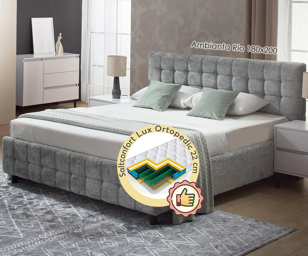 Pat cu saltea Ambianta Rio + Lux Ortopedic 180х200 (Light Green)