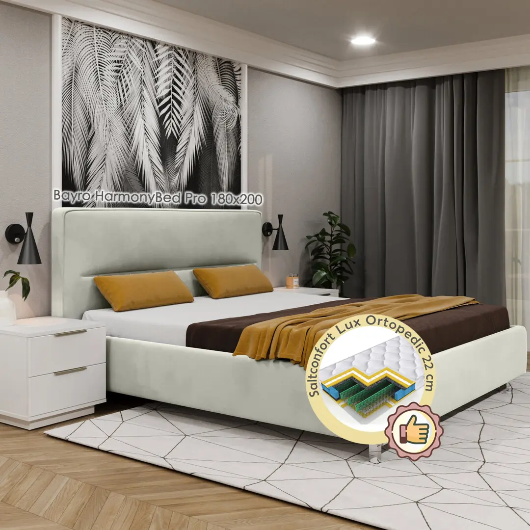 Кровать с матрасом Bayro HarmonyBed Pro JES19 Cat-I + Lux Ortopedic 180х200