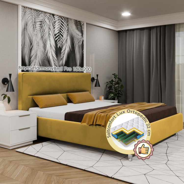 Кровать с матрасом Bayro HarmonyBed Pro JS1080 Cat-II + Lux Ortopedic 180х200