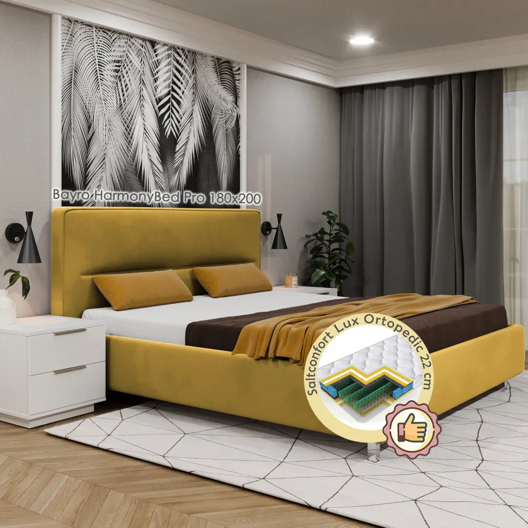 Кровать с матрасом Bayro HarmonyBed Pro JS1080 Cat-II + Lux Ortopedic 180х200