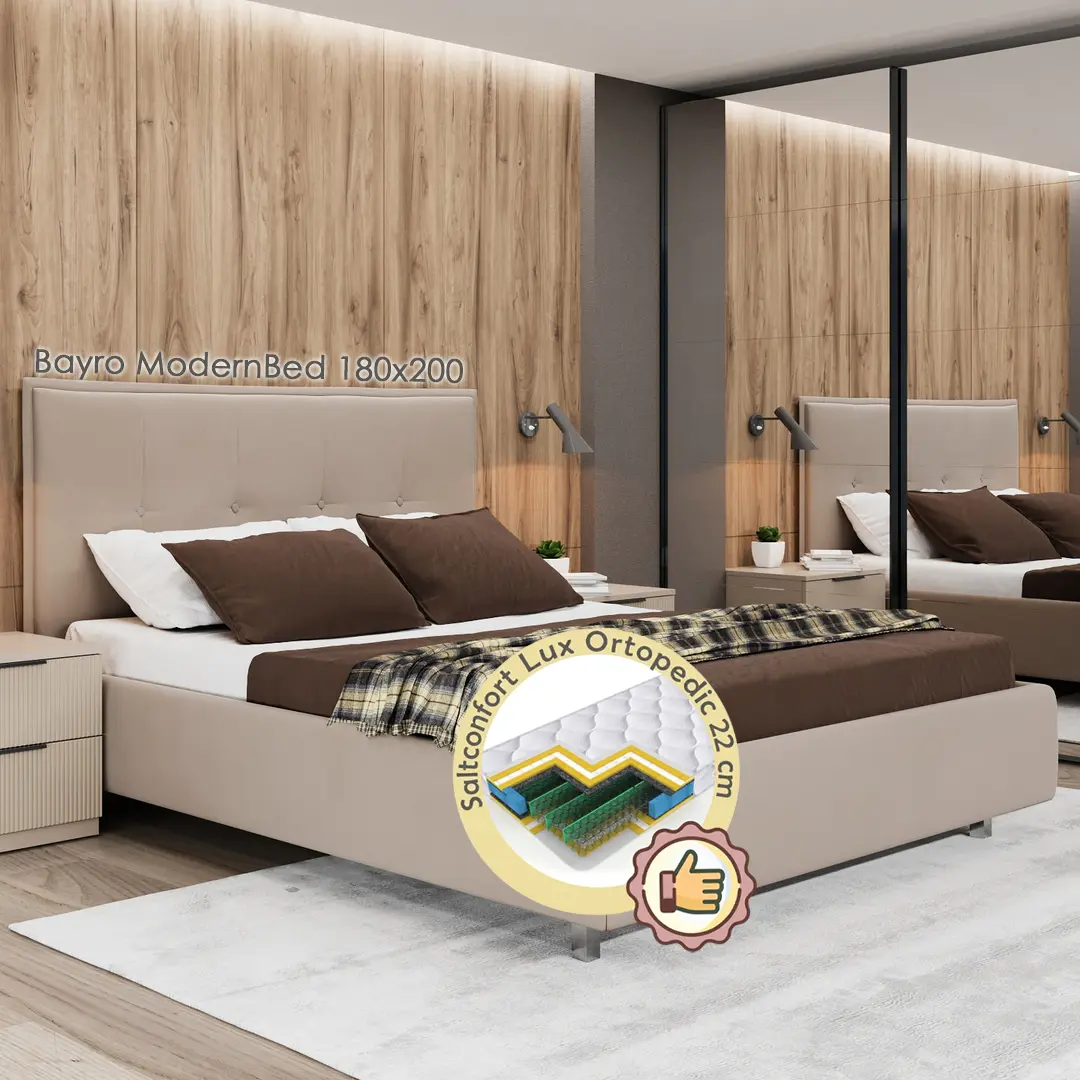 Кровать с матрасом Bayro ModernBed JES19 Cat-I + Lux Ortopedic 180х200