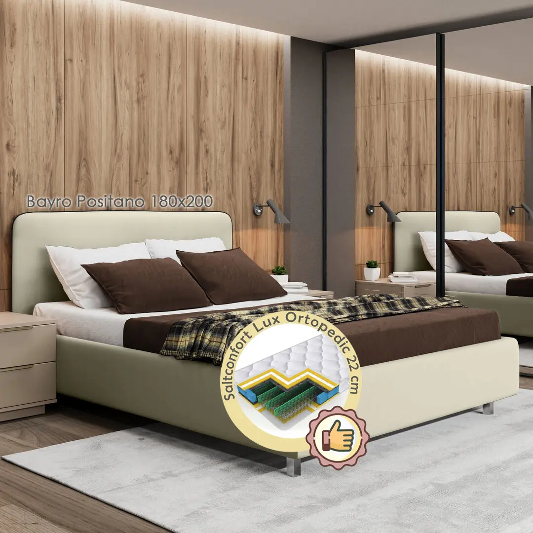 Кровать с матрасом Bayro Positano JES19 Cat-I + Lux Ortopedic 180х200
