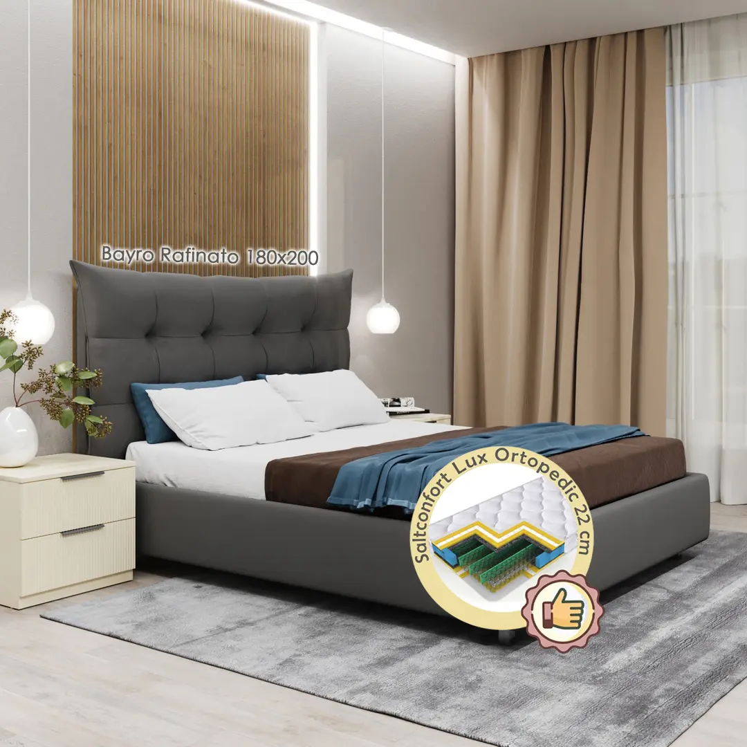 Кровать с матрасом Bayro Rafinato JES19 Cat-I + Lux Ortopedic 180х200
