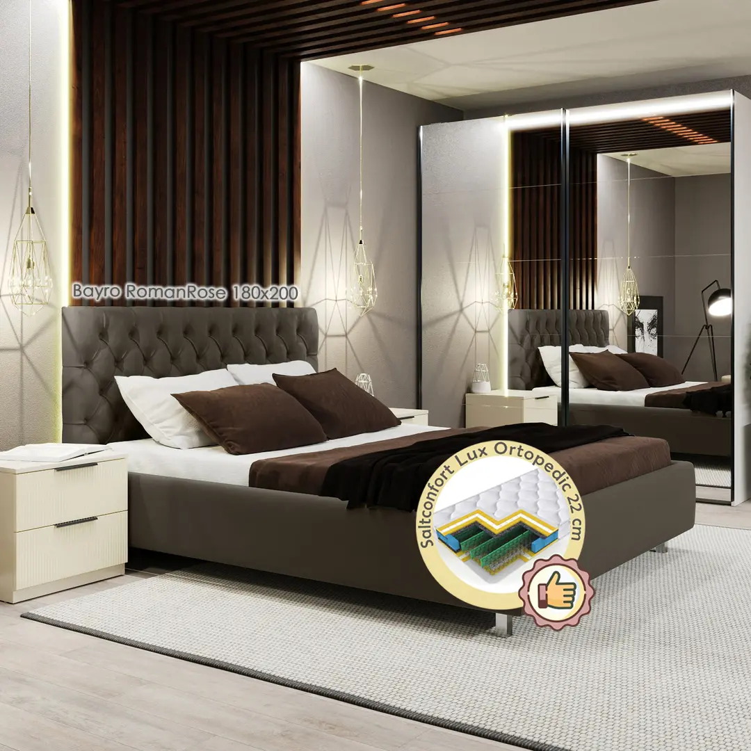 Кровать с матрасом Bayro RomanRose JS1080 Cat-II + Lux Ortopedic 180х200