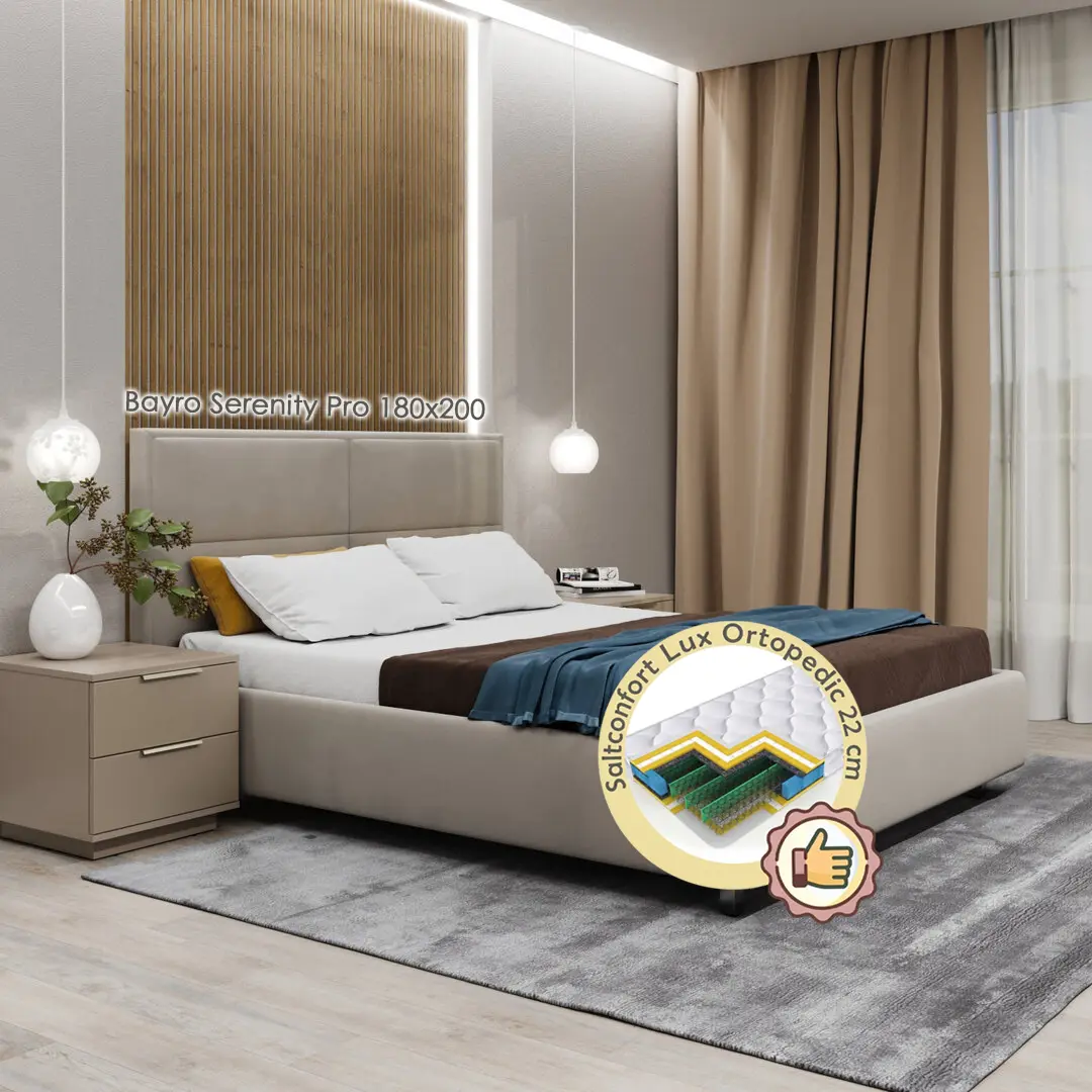 Кровать с матрасом Bayro Serenity Pro JES19 Cat-I + Lux Ortopedic 180х200