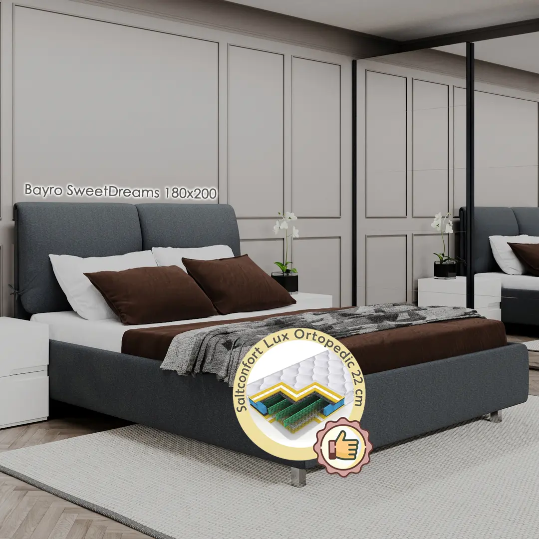 Кровать с матрасом Bayro SweetDreams JES19 Cat-I + Lux Ortopedic 180х200