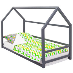 Кровать-домик с матрасом Бельмарко Montessori Svogen Graphite + Saltconfort Spuma 70х160/15 Thumb