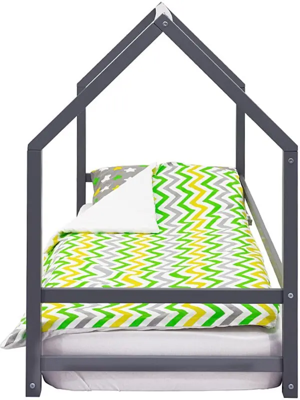 Кровать-домик с матрасом Бельмарко Montessori Svogen Graphite + Saltconfort Spuma 70х160/15