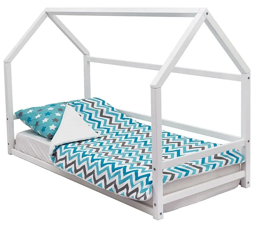 Pat casuta cu saltea Бельмарко Montessori Svogen White + MyKids Premium 70x160/12