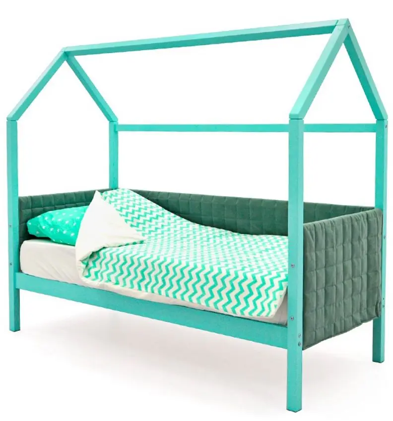 Pat casuta cu saltea Бельмарко Svogen tapitat Mint + Saltconfort Spuma 70х160/15